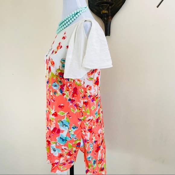 SOLD🚫Maeve Floral Coral Flutter Silk Blouse - Picture 6 of 8